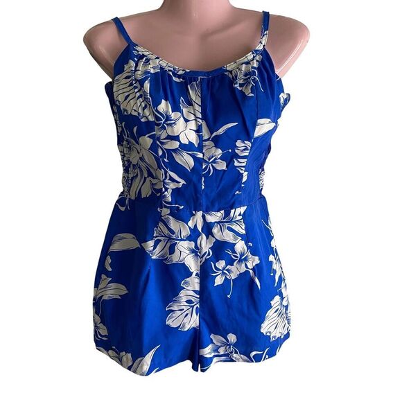 Hilo Hattie Pants - Hilo Hattie Romper Womens 10 Floral Hawaiian Adjustable Straps Built In Bra